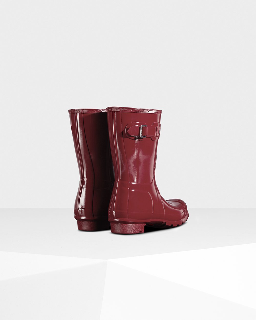 Botas de Lluvia Cortas Hunter Mujer - Original Gloss - Grises Rojos - MTYFOUV-53